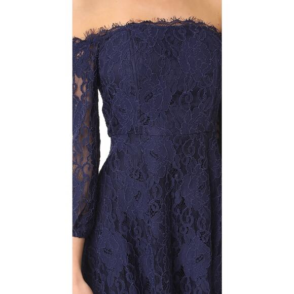 R.S.V.P by BB Dakota NWT Navy Lace Jasmin Off Shoulder Mini Dress // 4 - Picture 3 of 13